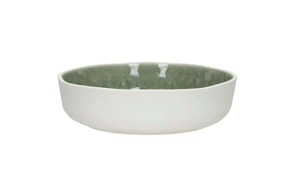 Petite assiette creuse en porcelaine blanc et vert pâle Spiro Pomax