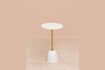 Miniature Petite table d'appoint en métal or et blanc Bianca 1