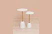 Miniature Petite table d'appoint en métal or et blanc Bianca 2