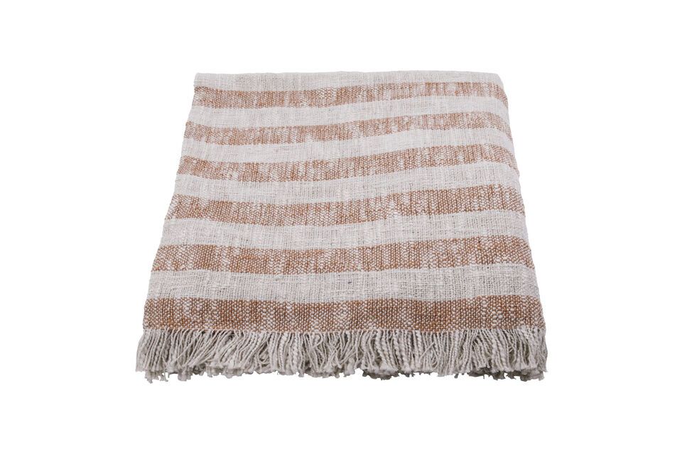 Plaid en coton blanc et marron Fold House Doctor