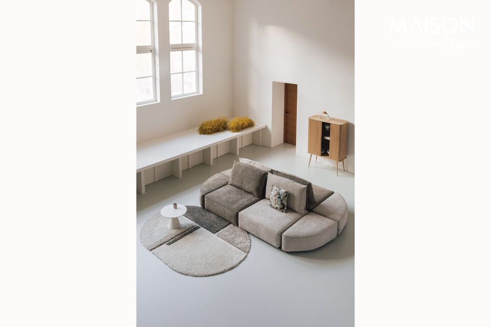 Découvrez le Pouf élément gauche 1 place en tissu beige de la série Hunter