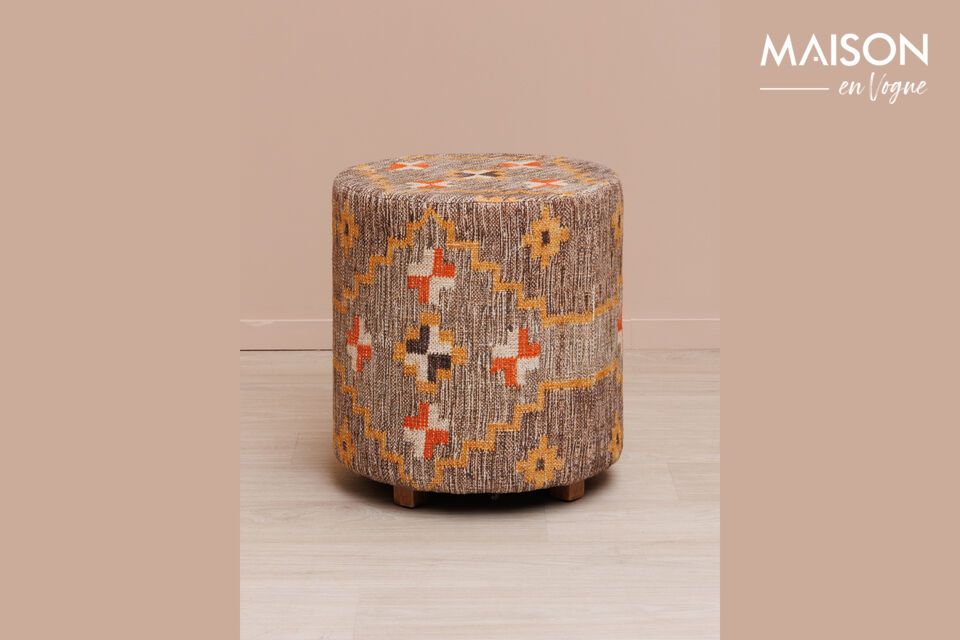 Pouf en coton multicolore Kilim Chehoma