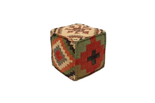 Pouf en laine multicolore Indien