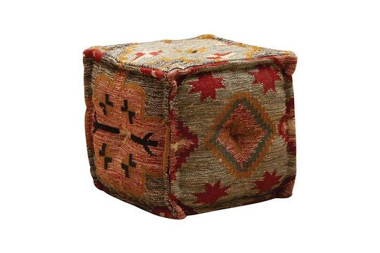 Pouf en laine multicolore Kilim Détouré