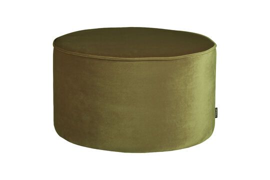 Pouf rond en velours vert olive Sara Détouré