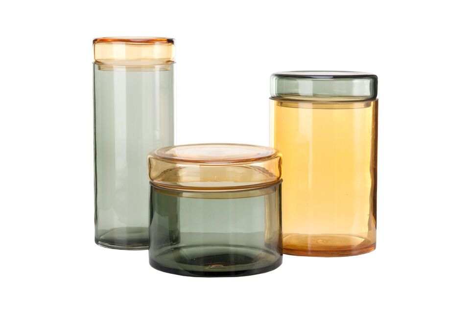 Set de  3 jarres en verre cognac Caps Pols Potten