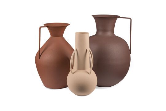 Set de 3 vases en fer recyclé cognac Roman Détouré