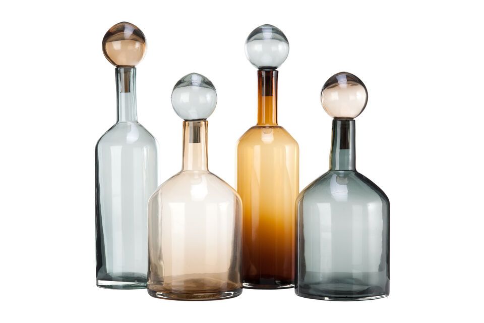 Set de 4 bouteilles en verre cognac Bubbles Pols Potten