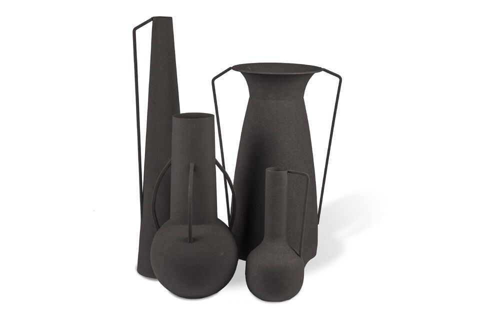 Set de 4 vases en fer recyclé noir h45cm Roman Pols Potten