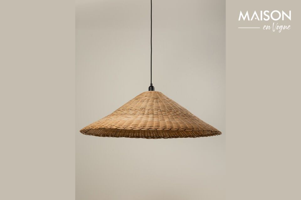 Suspension en rotin : lumière naturelle et design élégant.