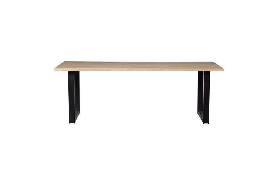 Table 220x90 en chêne massif beige avec pieds en forme de U Tablo Woood