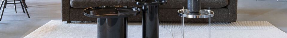 Mise en avant matière Table basse en aluminum noir Shiny Bomb