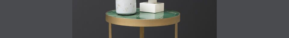 Mise en avant matière Table d'appoint en céramique vert et or Lisboa