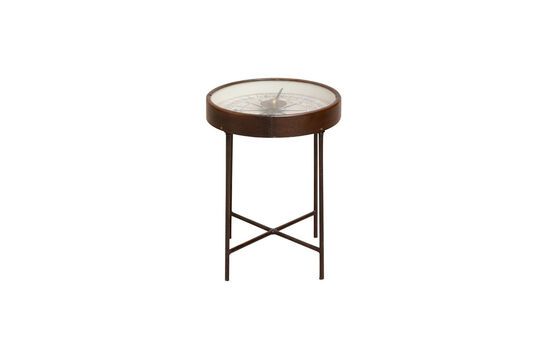 Table d'appoint en cuir marron Boussole Détouré