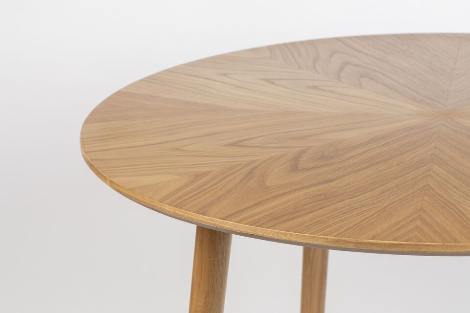 Table de repas ronde en bois beige Fabio 100' - 10