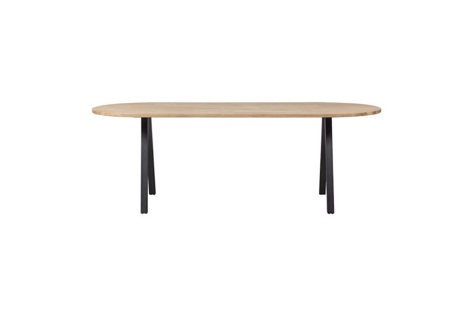 Table ovale 220x90 en chêne massif beige avec pieds carré Tablo Woood