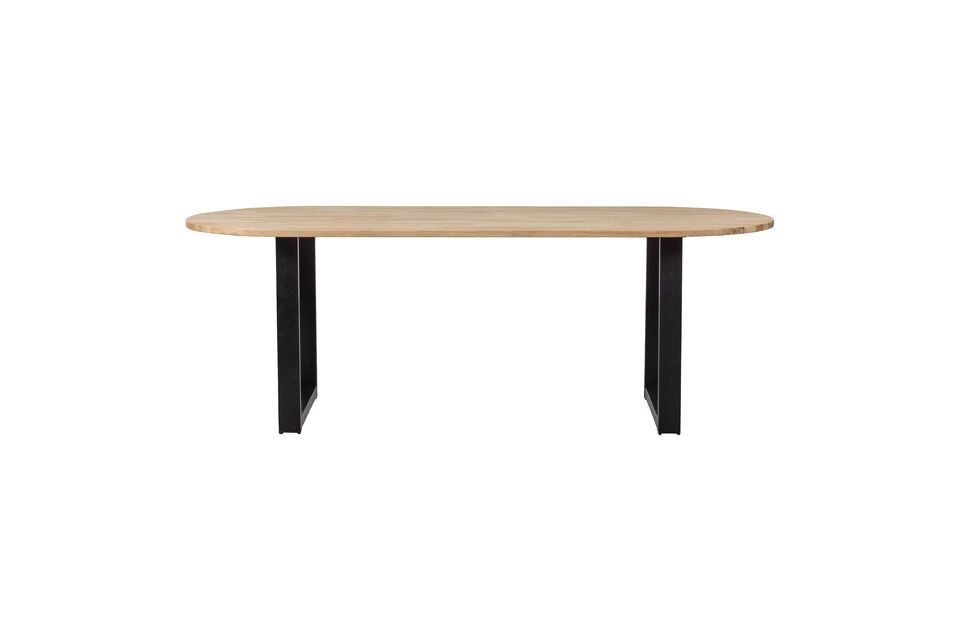 Table ovale 220x90 en chêne massif beige avec pieds en forme de U Tablo Woood