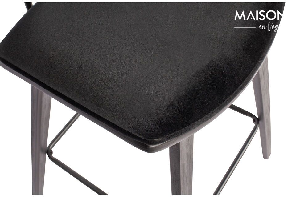 Tabouret de bar en velours noir Senn Woood