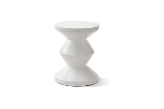 Tabouret d'extérieur en fibre de verre blanc Zig zag Détouré