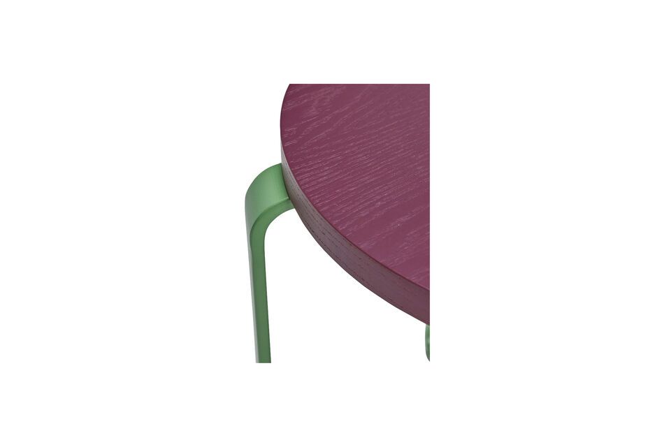 Tabouret en bois de frêne burgundy et vert Smile - 9