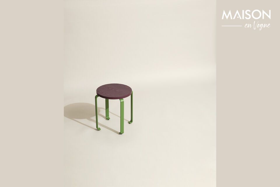 Tabouret en bois de frêne burgundy et vert Smile - 6