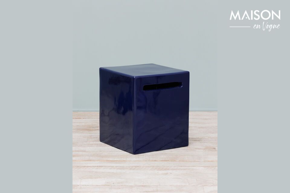 Tabouret en ciment laqué Bleu Chehoma