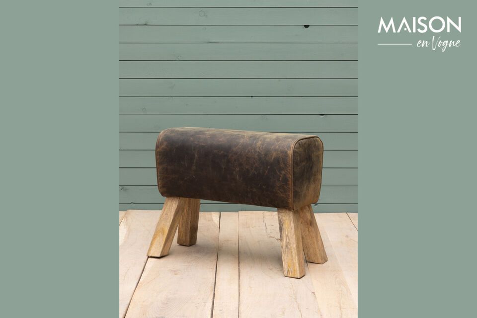 Tabouret en cuir marron D'Arçons Chehoma