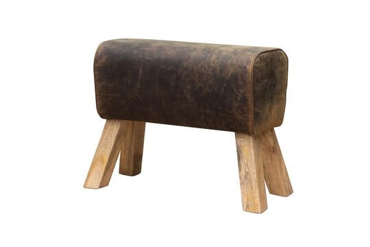 Tabouret en cuir marron D'Arçons