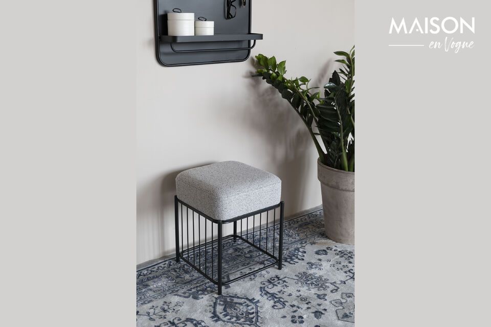 Tabouret en tissu gris Milou White Label