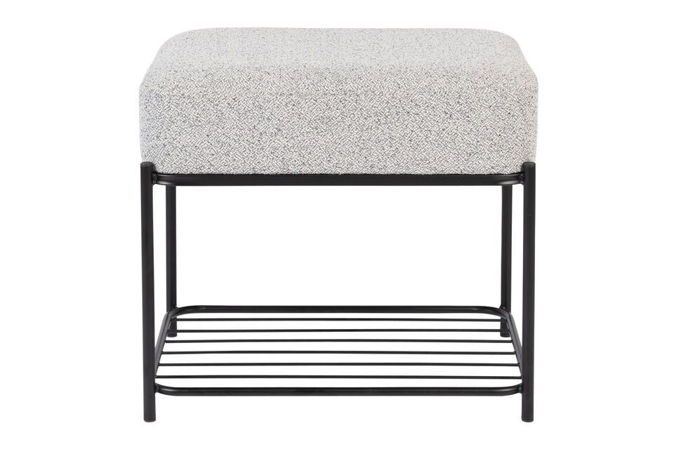 Tabouret rectangulaire en tissu gris Milou White Label