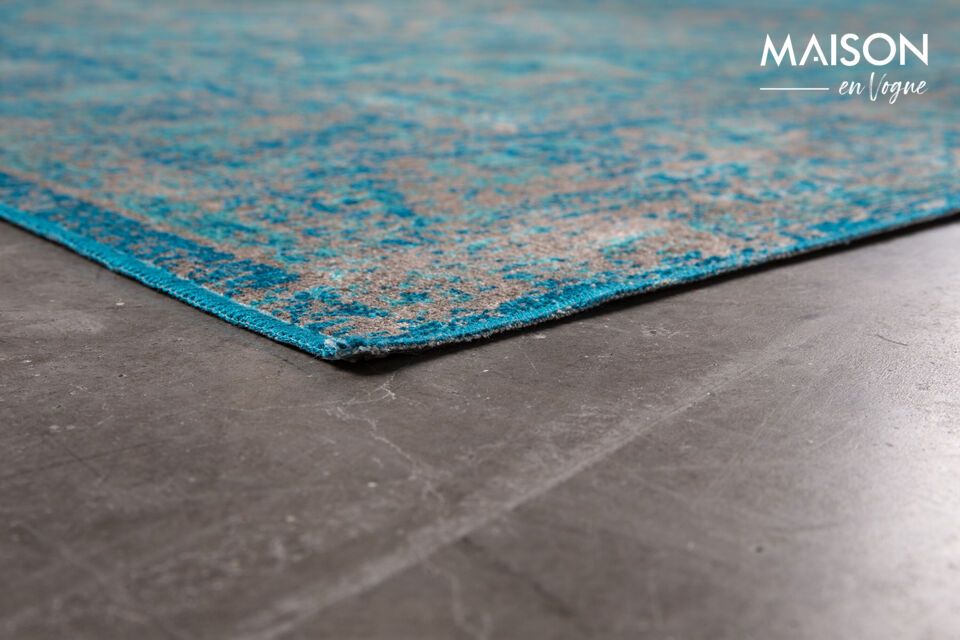 Tapis 200x200 cm en viscose bleu Chi - 10