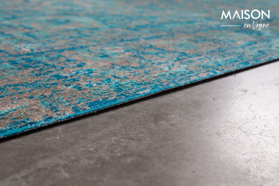 Tapis 200x200 cm en viscose bleu Chi - 11