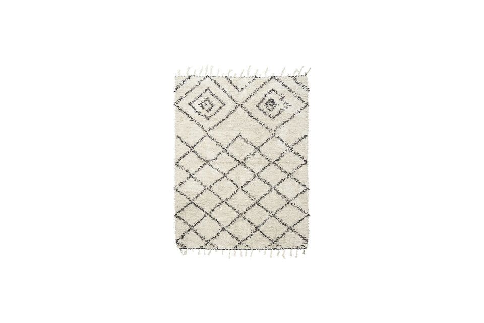 Tapis en coton blanc et noir 200x140 cm Kuba House Doctor