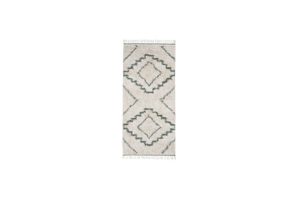 Tapis en coton blanc et vert 200x90 cm Minis House Doctor