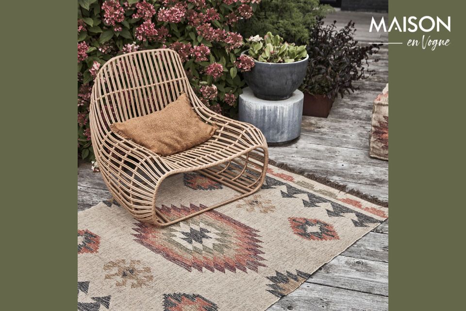 Sublimez votre espace : tapis en jute et laine multicolore.