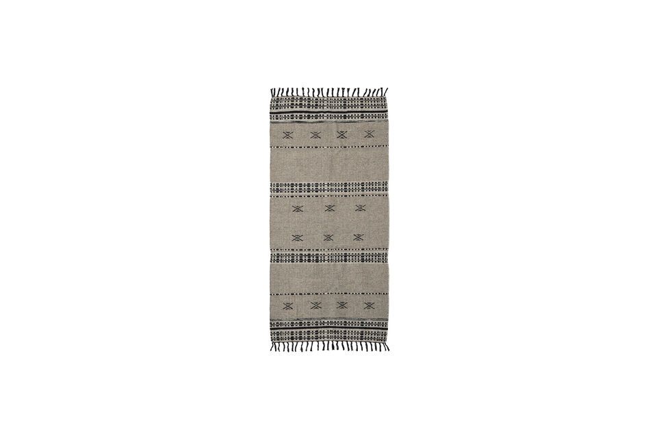 Tapis en laine beige et noir 200x90 cm Cros House Doctor