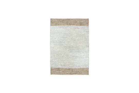 Tapis gris en cuir recyclé et jute Raw Détouré