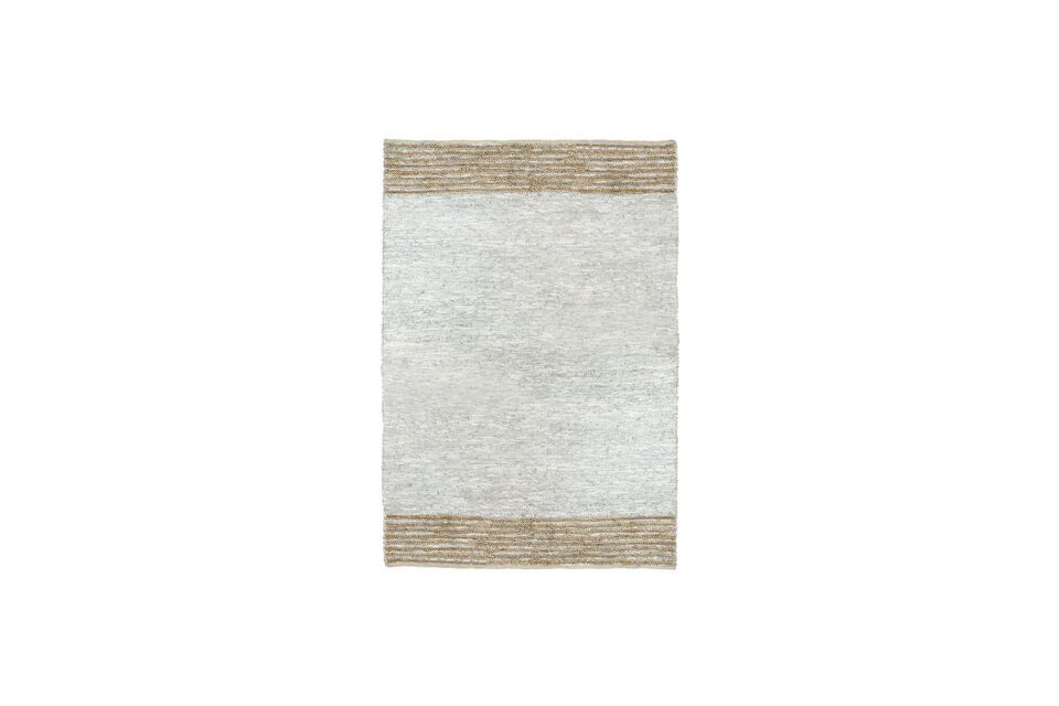 Tapis gris en cuir recyclé et jute Raw Pomax