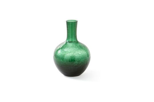 Vase en verre vert foncé h32cm Cracked Détouré